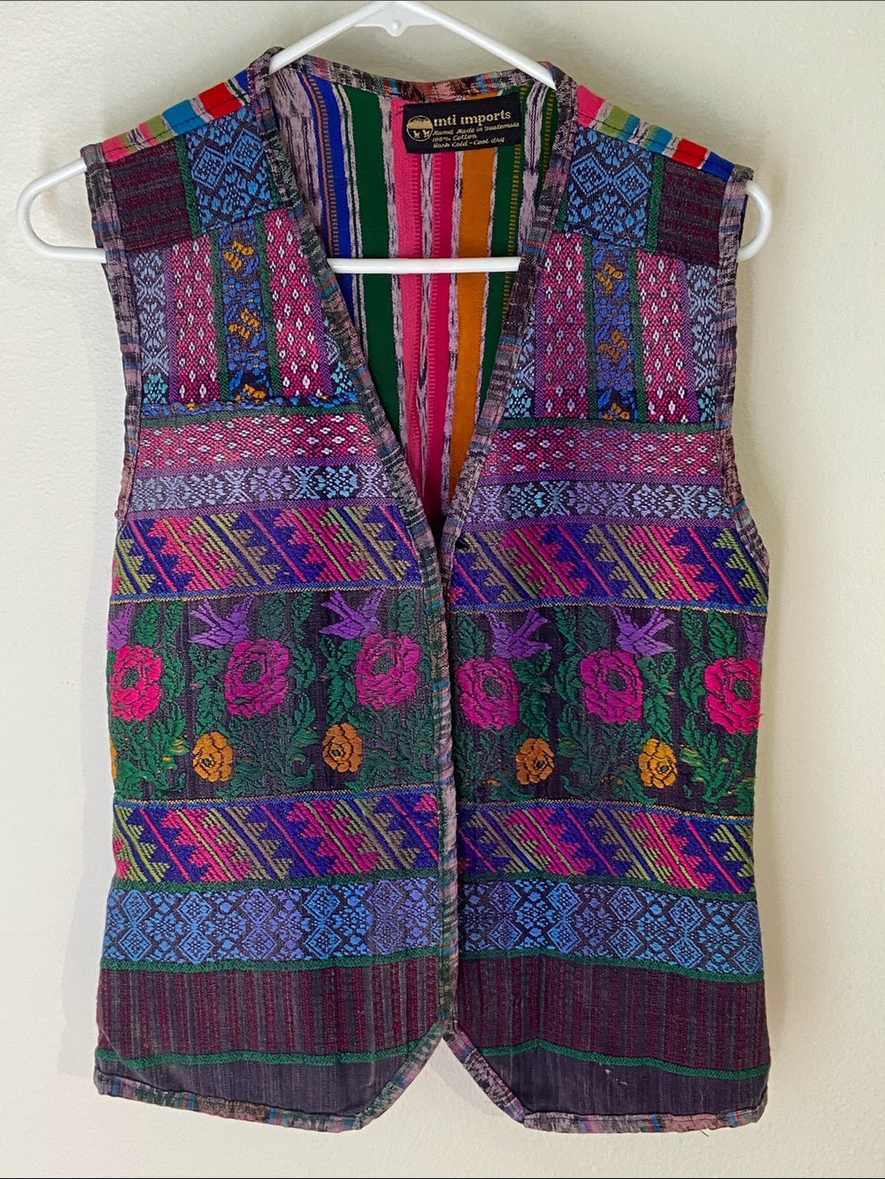 Vintage Handwoven Multicolor Floral Embroidered Tank Vest